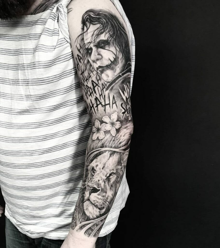 Heath Ledger Joker Full Sleeve Tattoo
