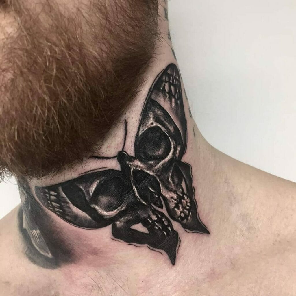 Grunge Death Butterfly Skull Tattoo Design