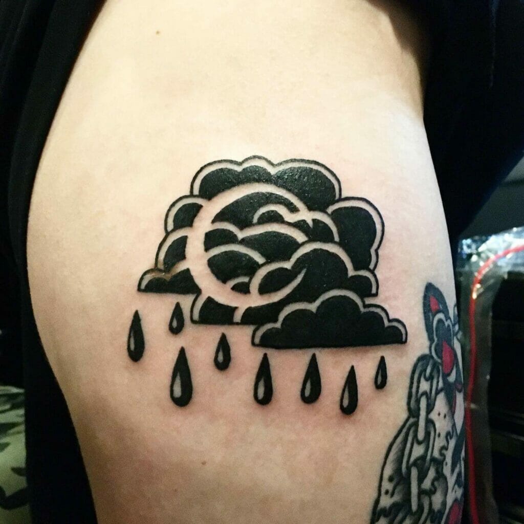 Black Raindrop And Moon Tattoo