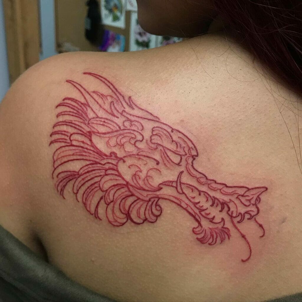 Red Dragon's Head Tattoo Outline