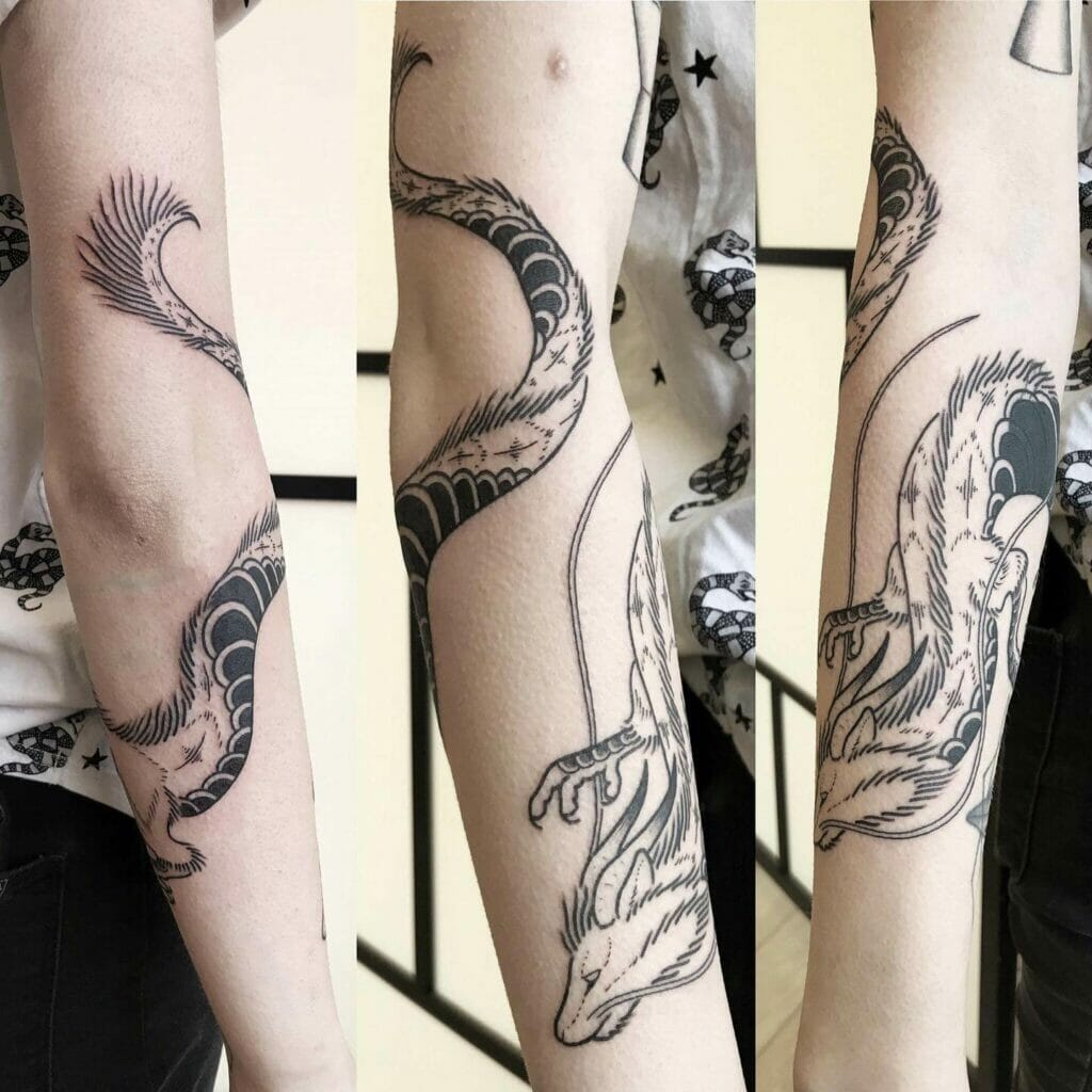 Tribal Design Black Dragon Tattoo