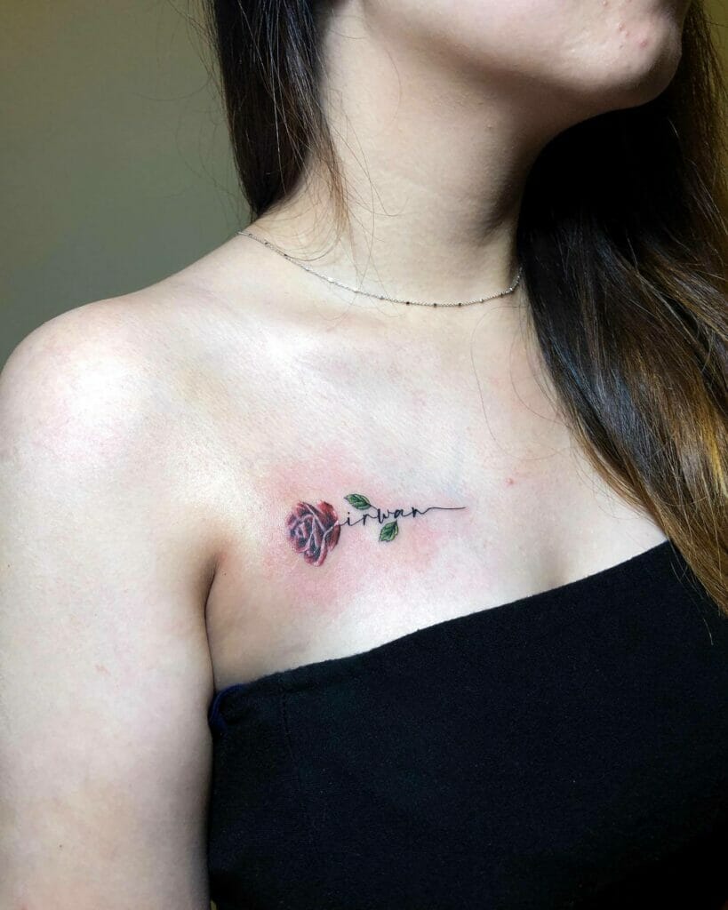 Rose Stem Name Tattoo