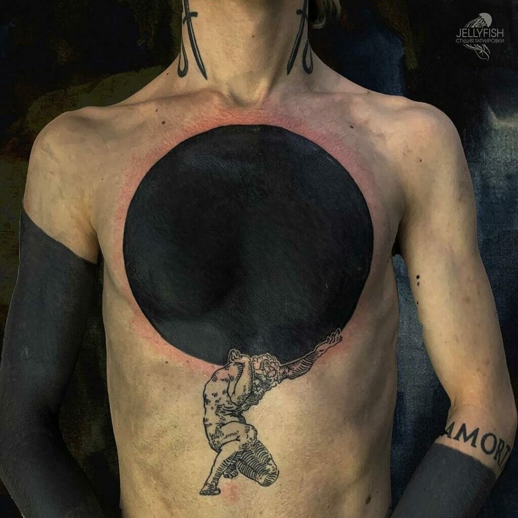 Geometric Blackout Tattoo With Hercules's Image
