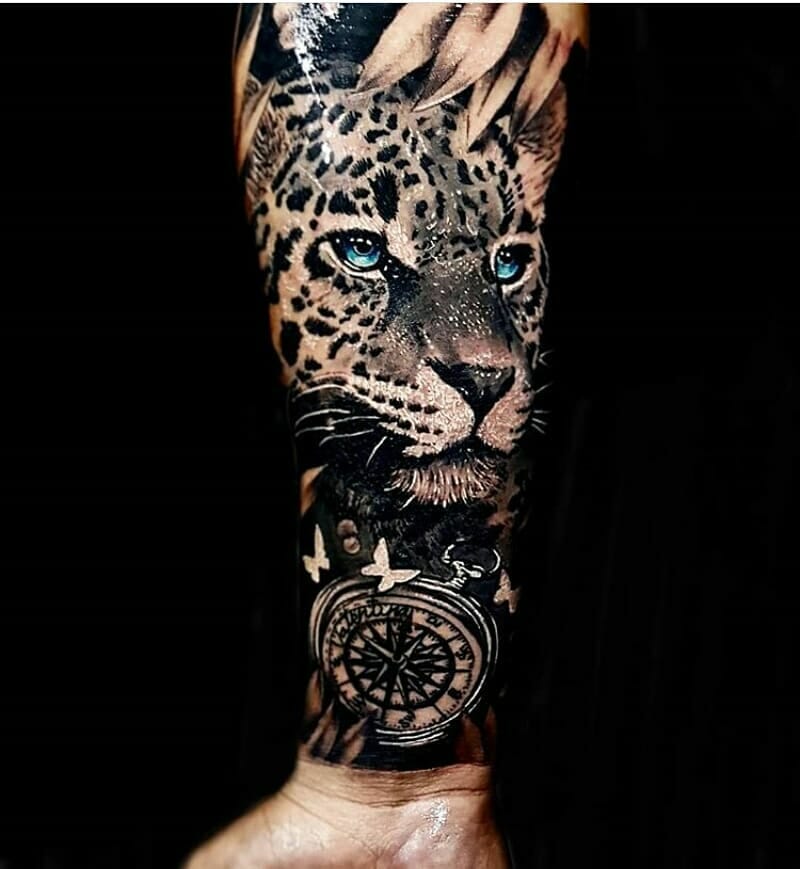 Aesthetic Aztec Jaguar Full Hand Tattoo Ideas
