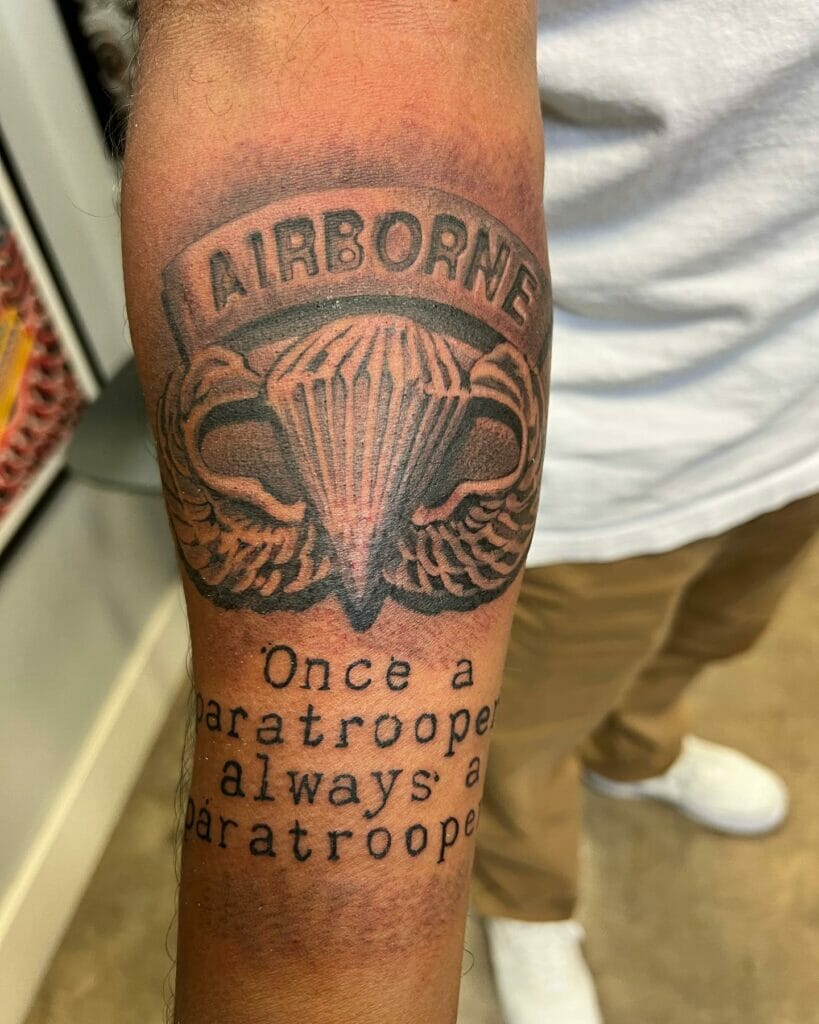 Airborne Wings Tattoo With A Quote