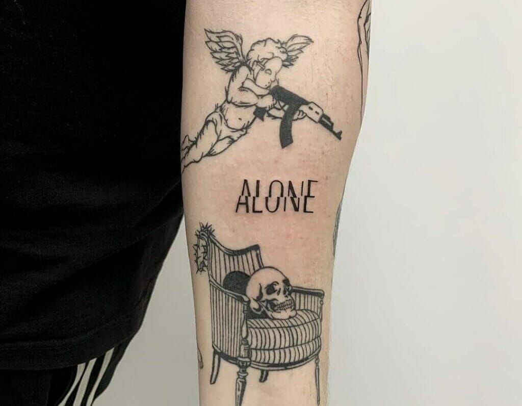 Alone tattoo by@tattooadda in 2024 | Alone tattoo, Calligraphy tattoo,  Tattoos