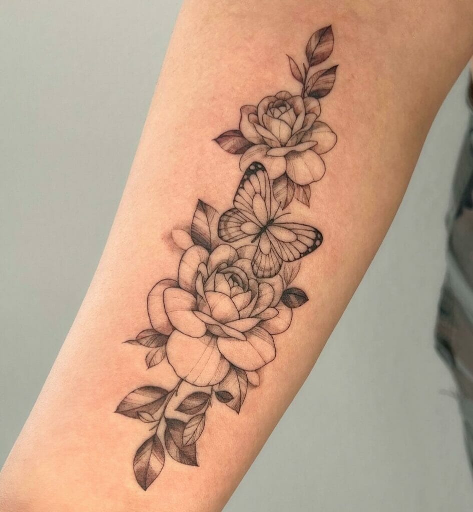 Amazing Rose Outline Tattoo Designs For Women