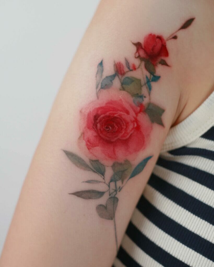 Amazing Rose Watercolor Tattoo Designs For Women