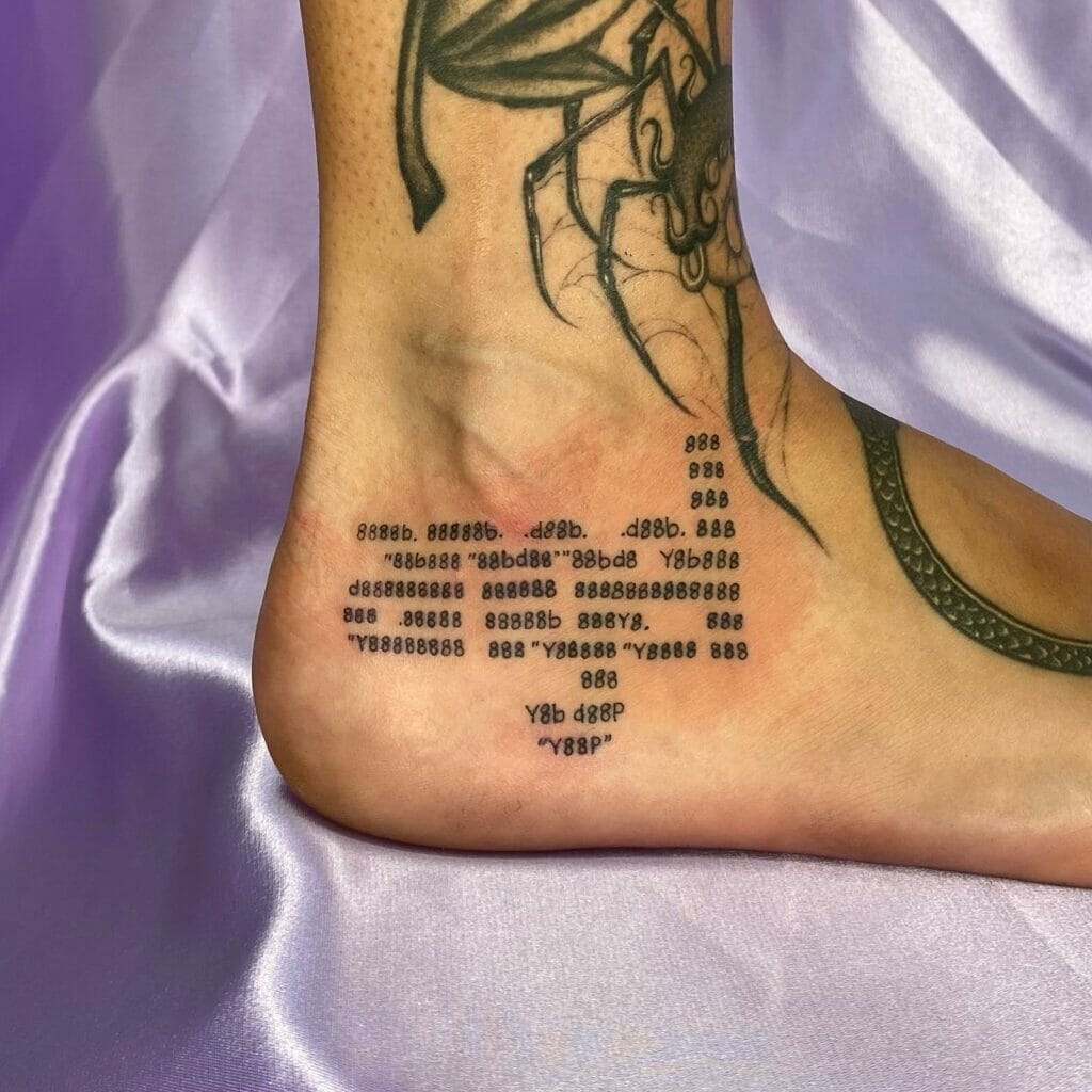 Angel Name And Number Ankle Tattoo