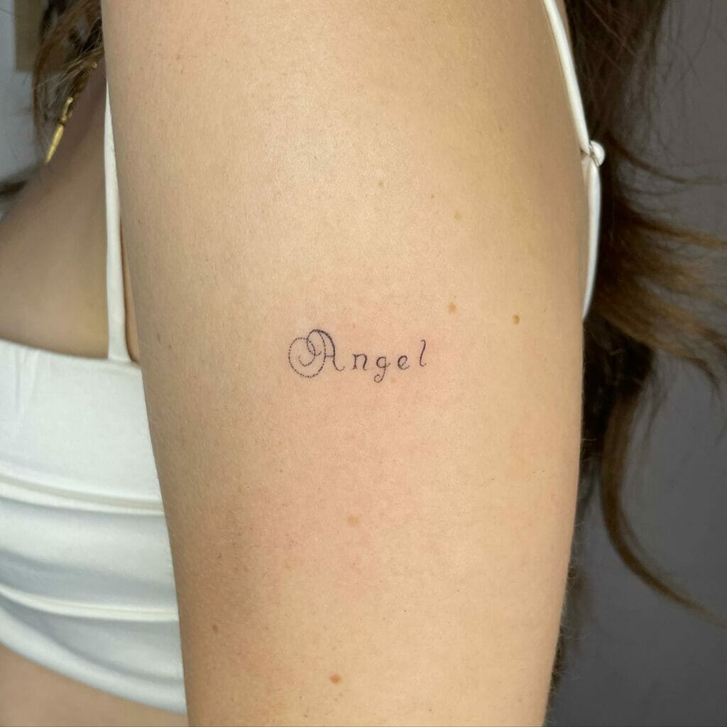 Angel Name Small Tattoo
