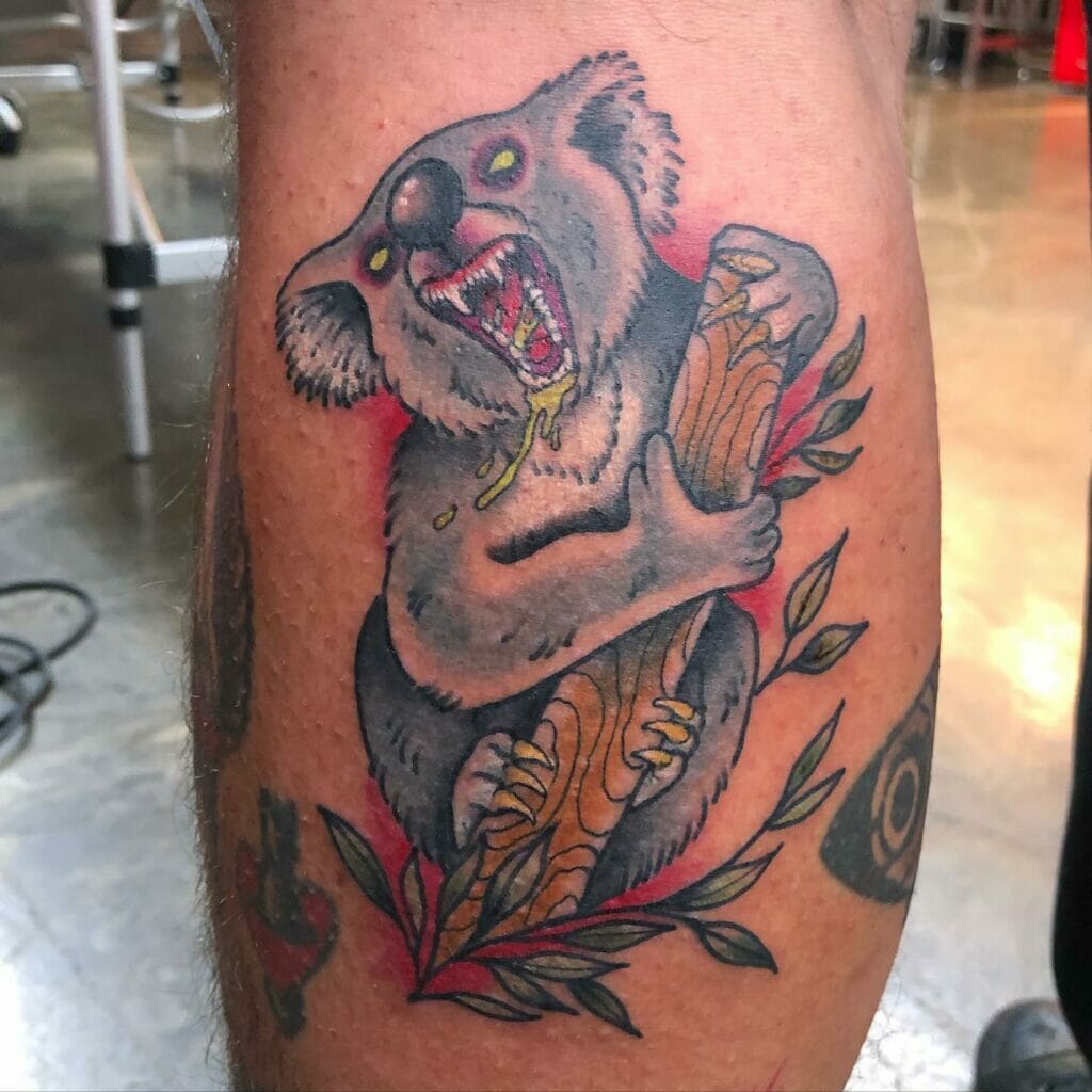 Angry Koala Tattoo With Easy Koala Drawing