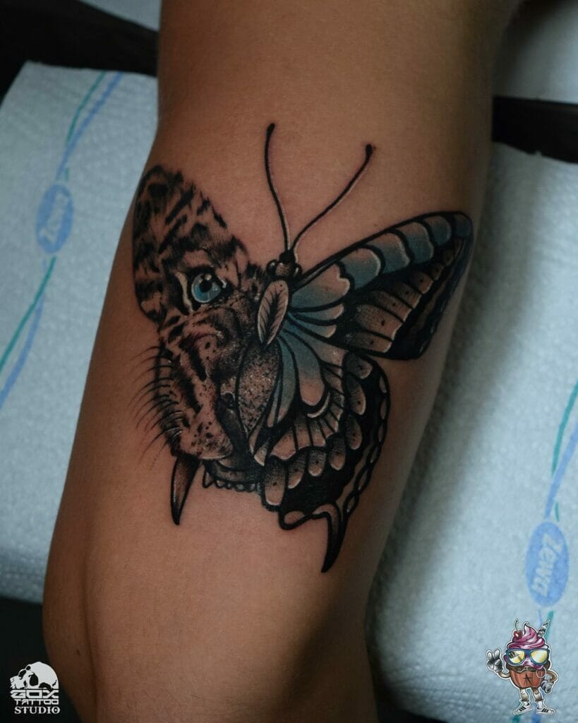 Animal And Butterfly Sketch Tattoo