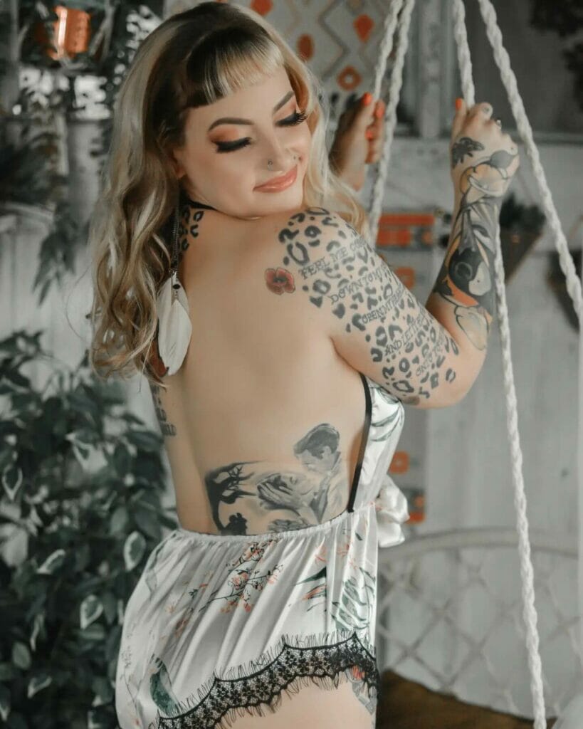 Girly Cheetah Print Sleeve Tattoo Ideas