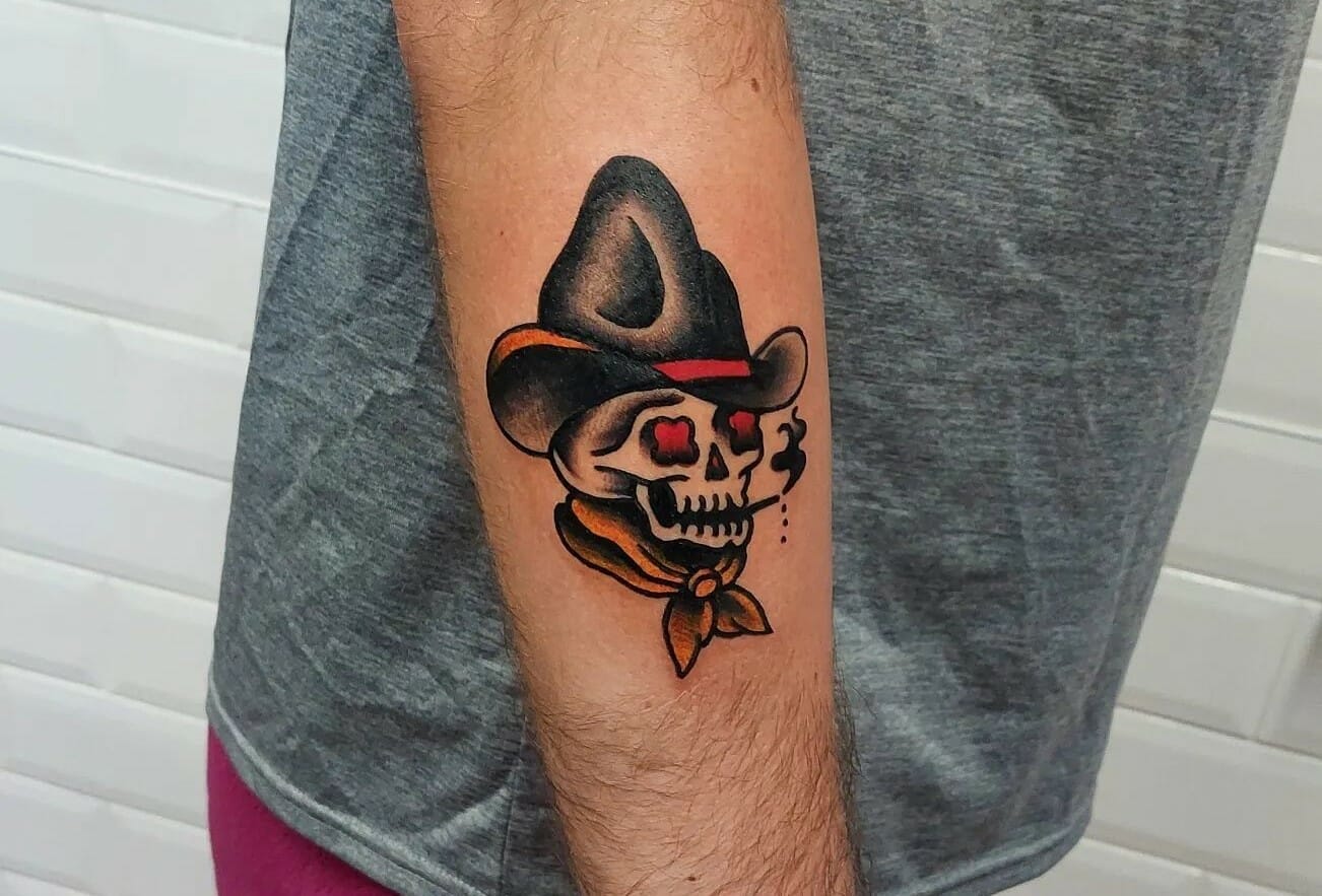 Cowboy Skull by Daryl Chan From Old Bastards Tattoo Bucharest Romania   rtraditionaltattoos