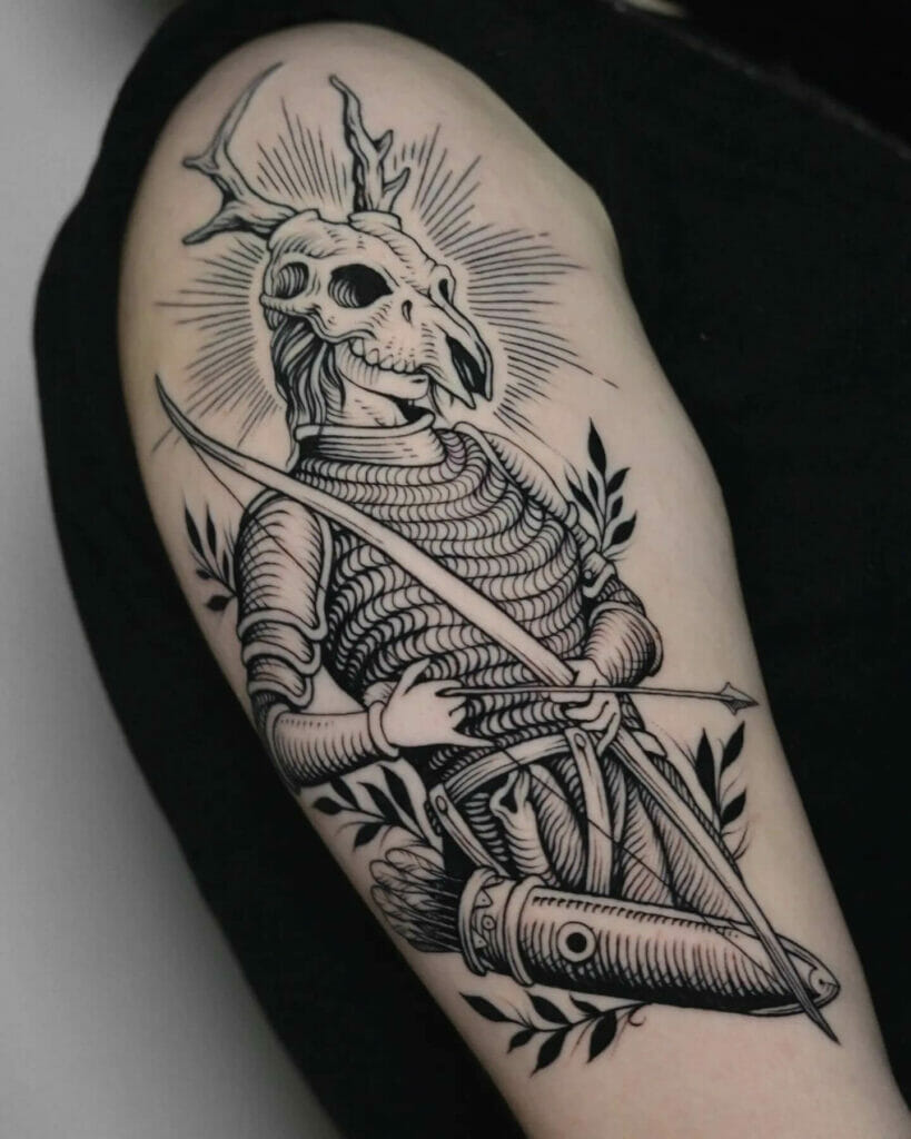 Skull Head Artemis Goddess Tattoo