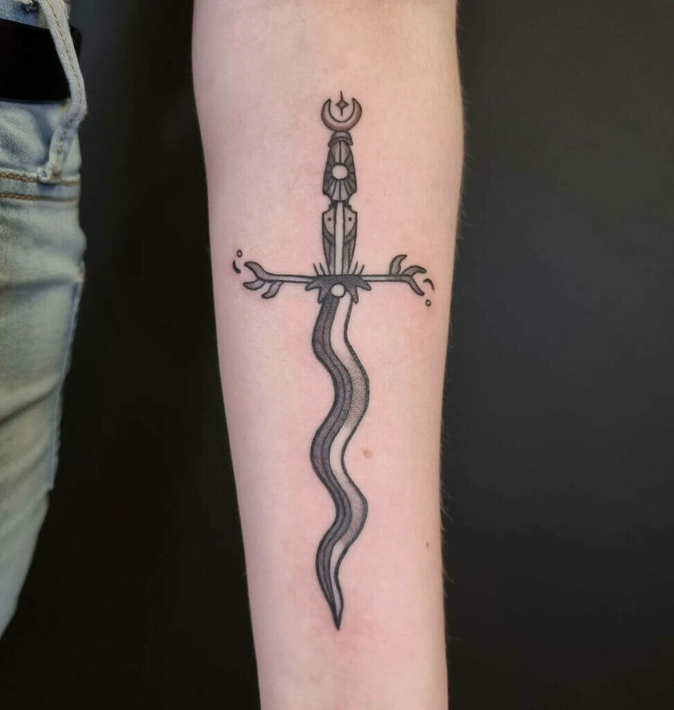 Dagger Half Sleeve Tattoo Forearm