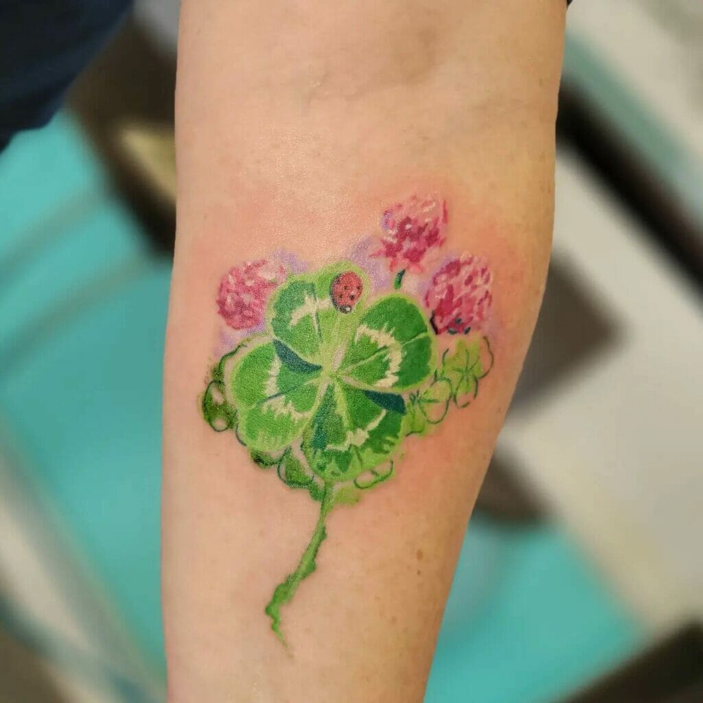 WaterColor Four Leaf Clover Tattoo Ideas