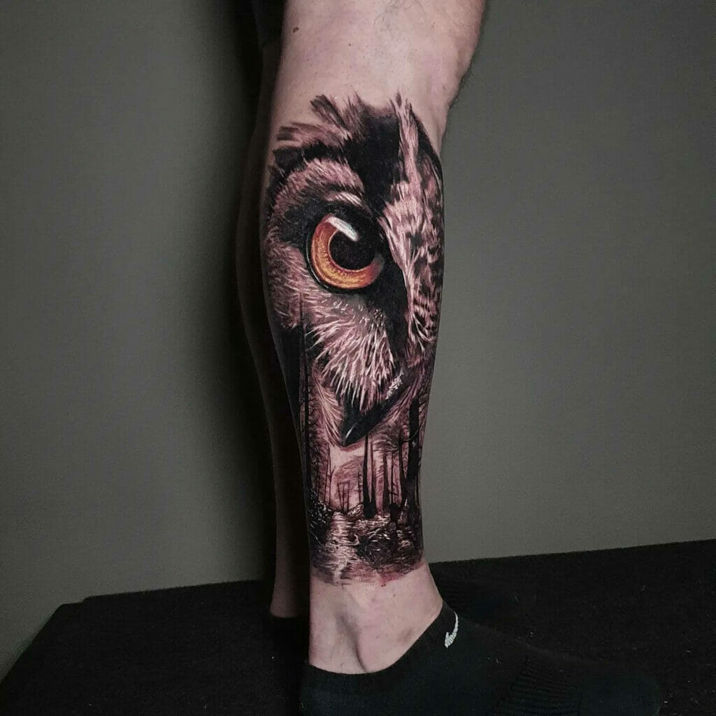 Eye Colorful Girly Owl Tattoo