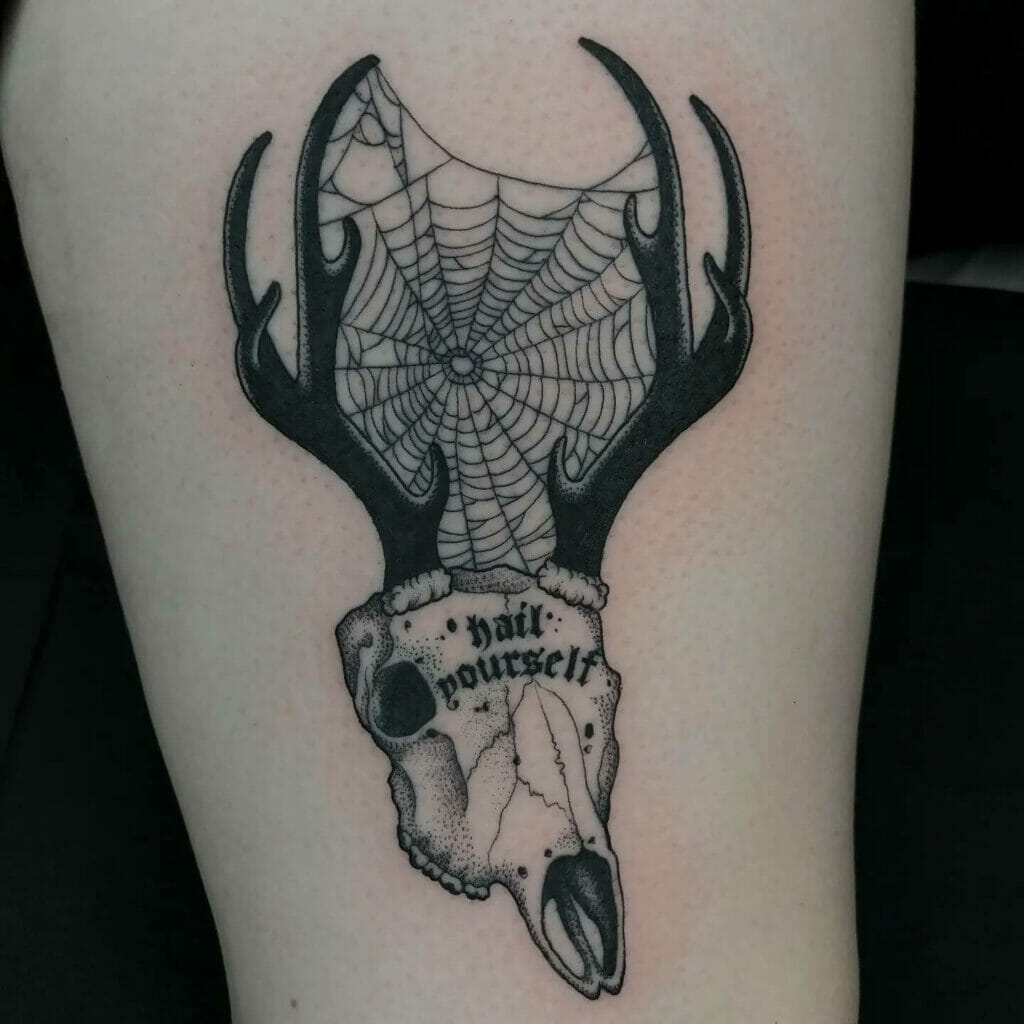 Hail Yourself Deer Skull Black Magic Tattoo