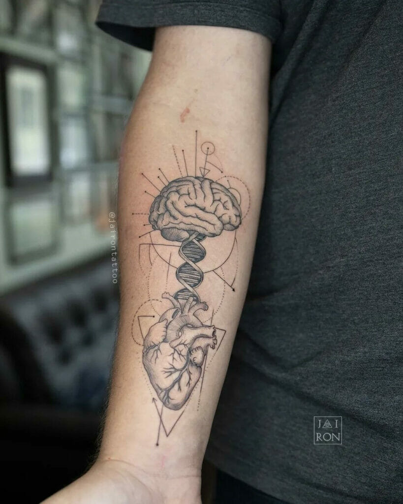 Head And Heart DNA Tattoo