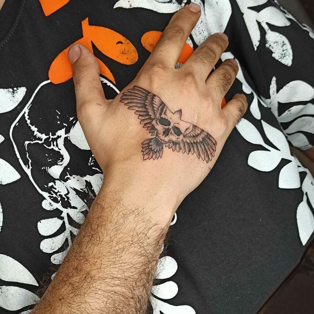 Black Skull Tattoo With Wings