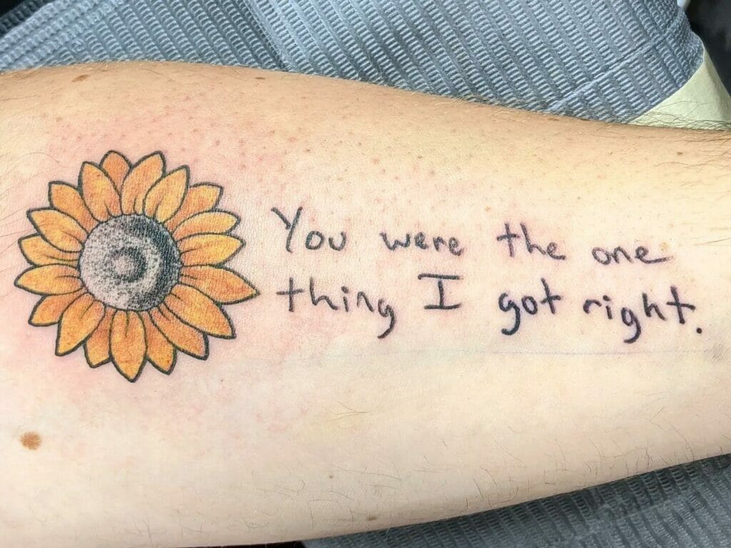 Sunflower Handwriting Tattoo