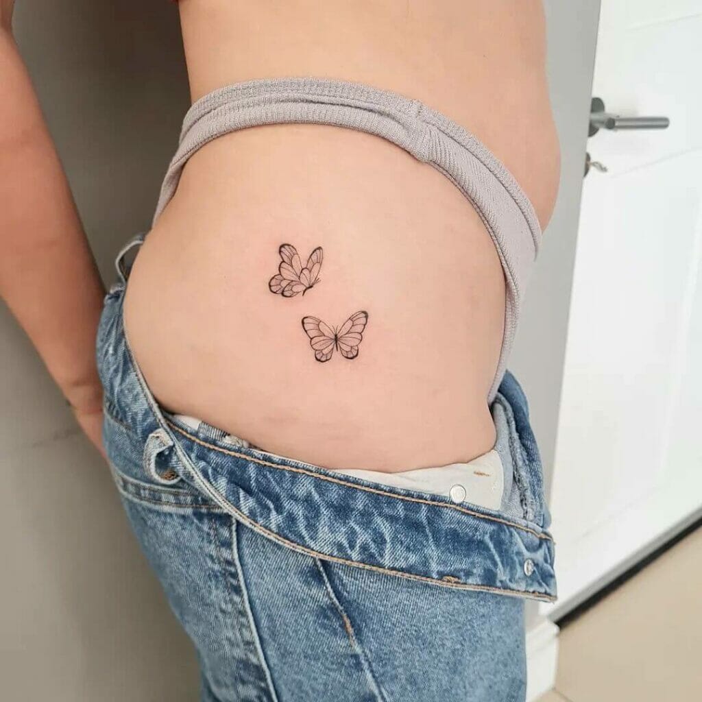 Small Butterfly Tattoo On Hip