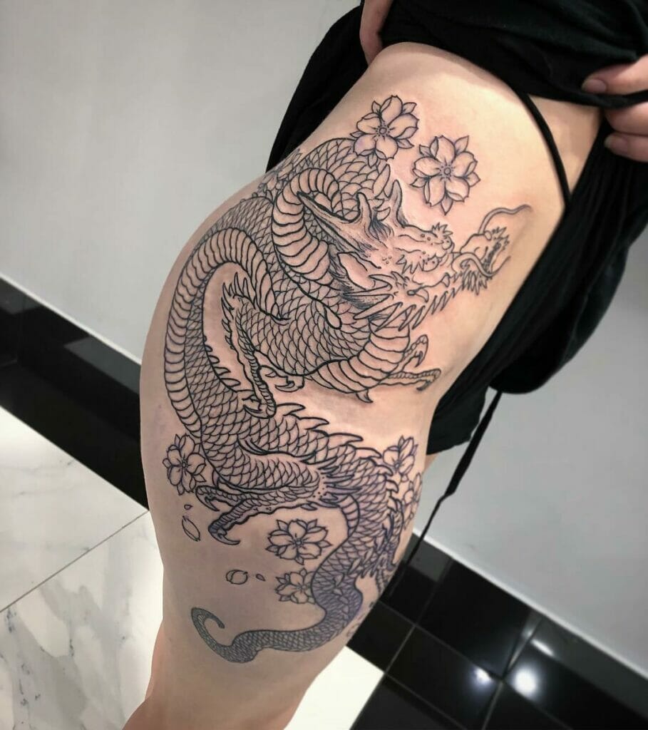 Aztec Dragon Side Chest Tattoo