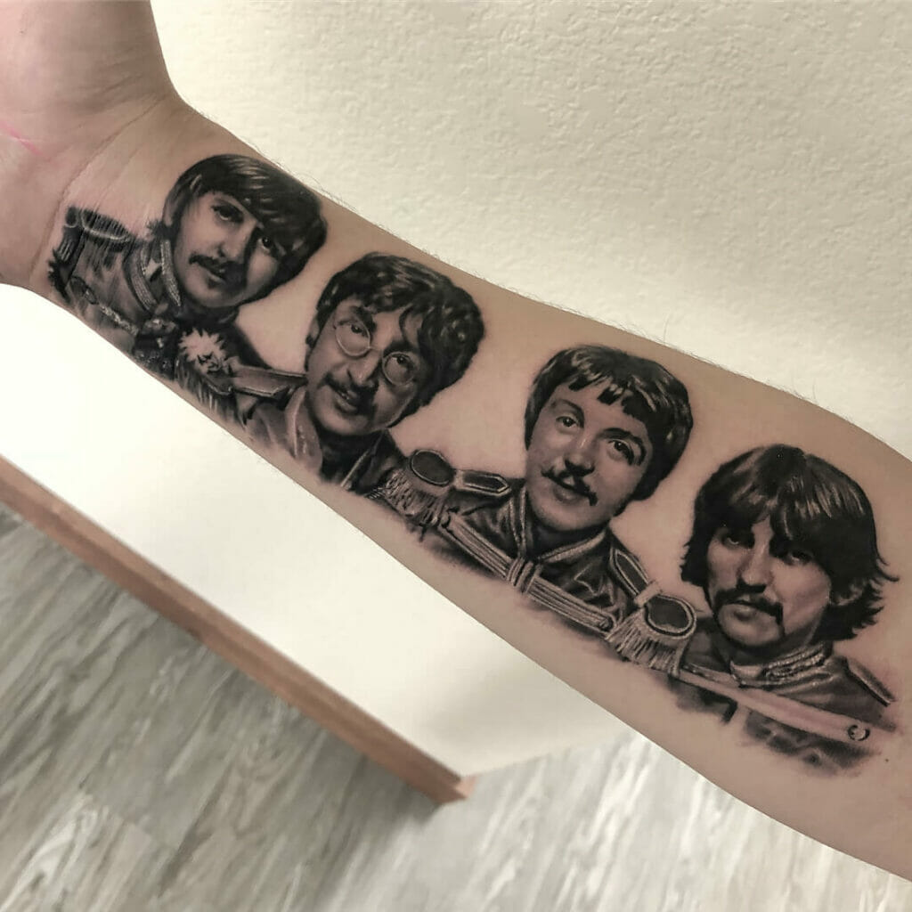 Blackwork Beatles Tattoo Ideas