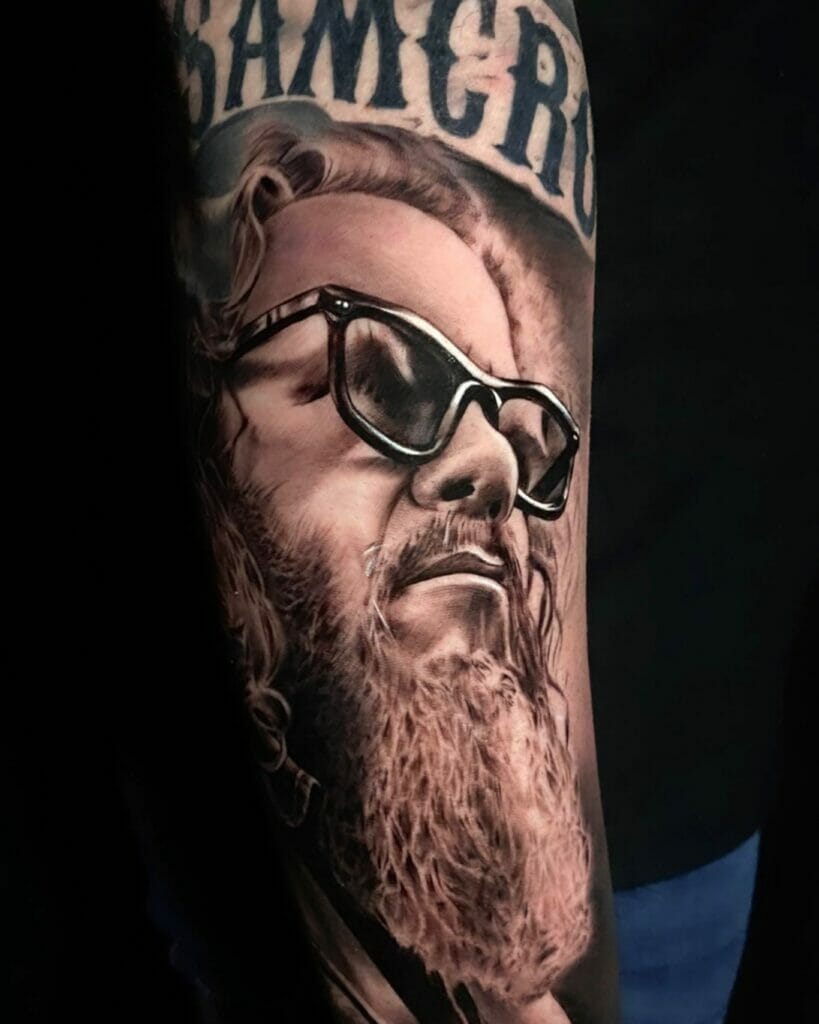 Bobby Elvis SAMCRO Side Face Portrait Tattoo