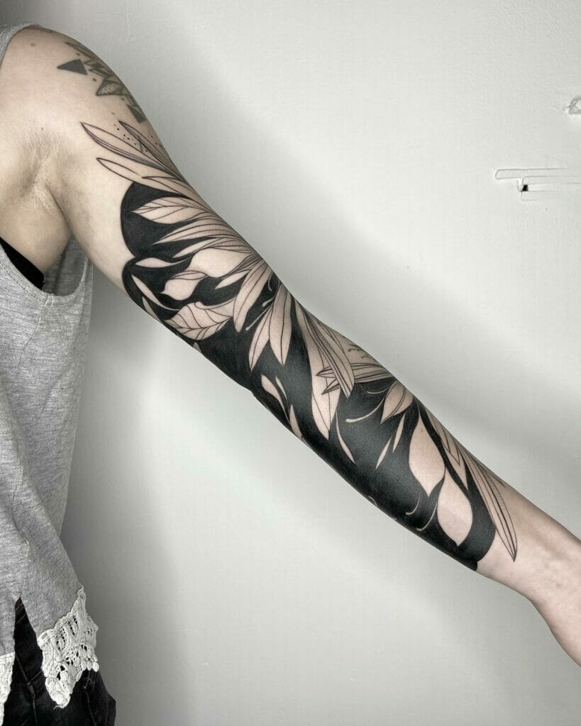 Bold Blackwork Black Flower Tattoo