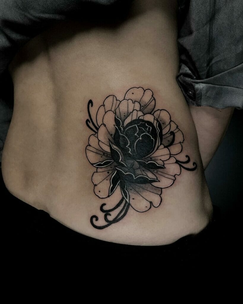 Chrysanthemum Flower Black Tattoo Art