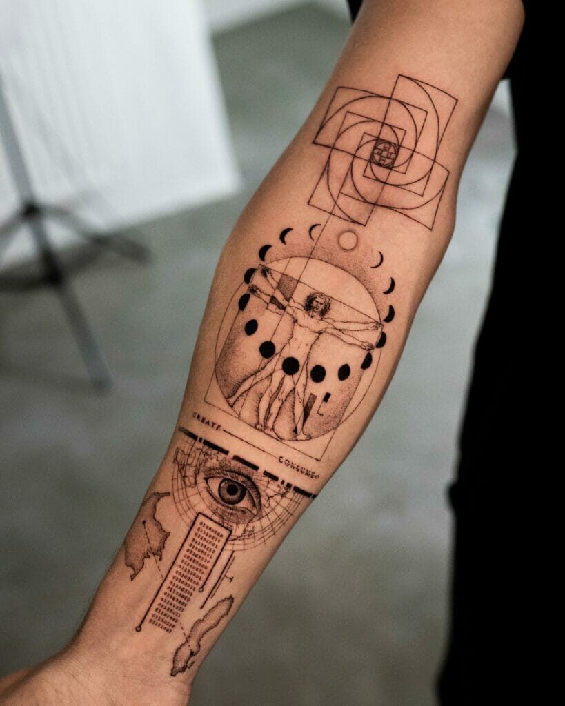 Classic Vitruvian Man Tattoo