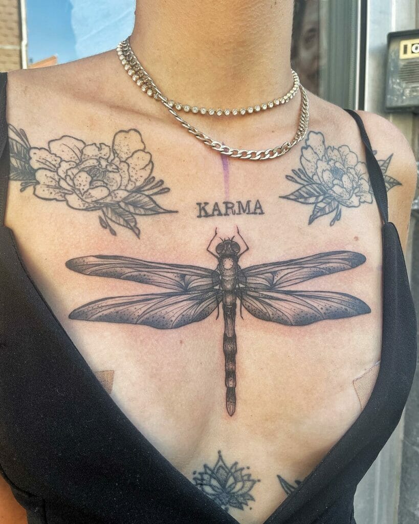 Cleavage Karma Dragonfly Tattoo Design
