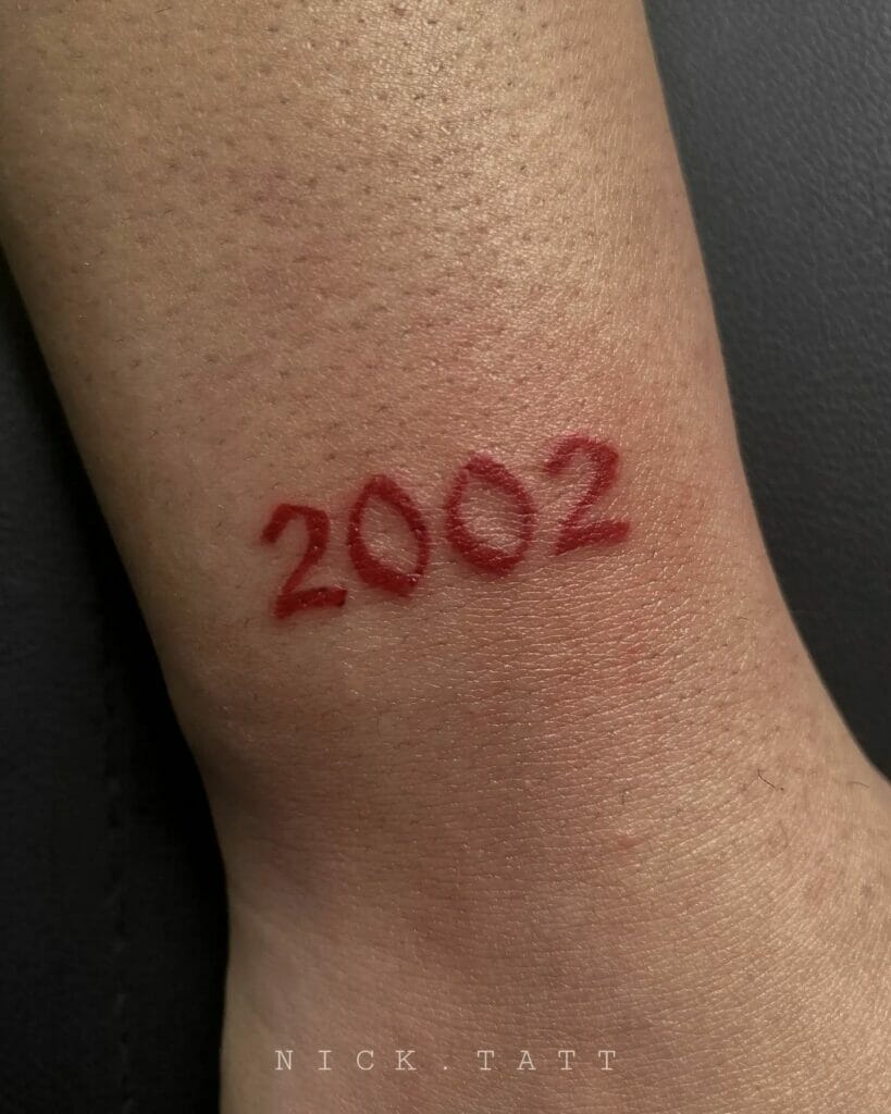 Colored Birth Year 2002 Tattoo