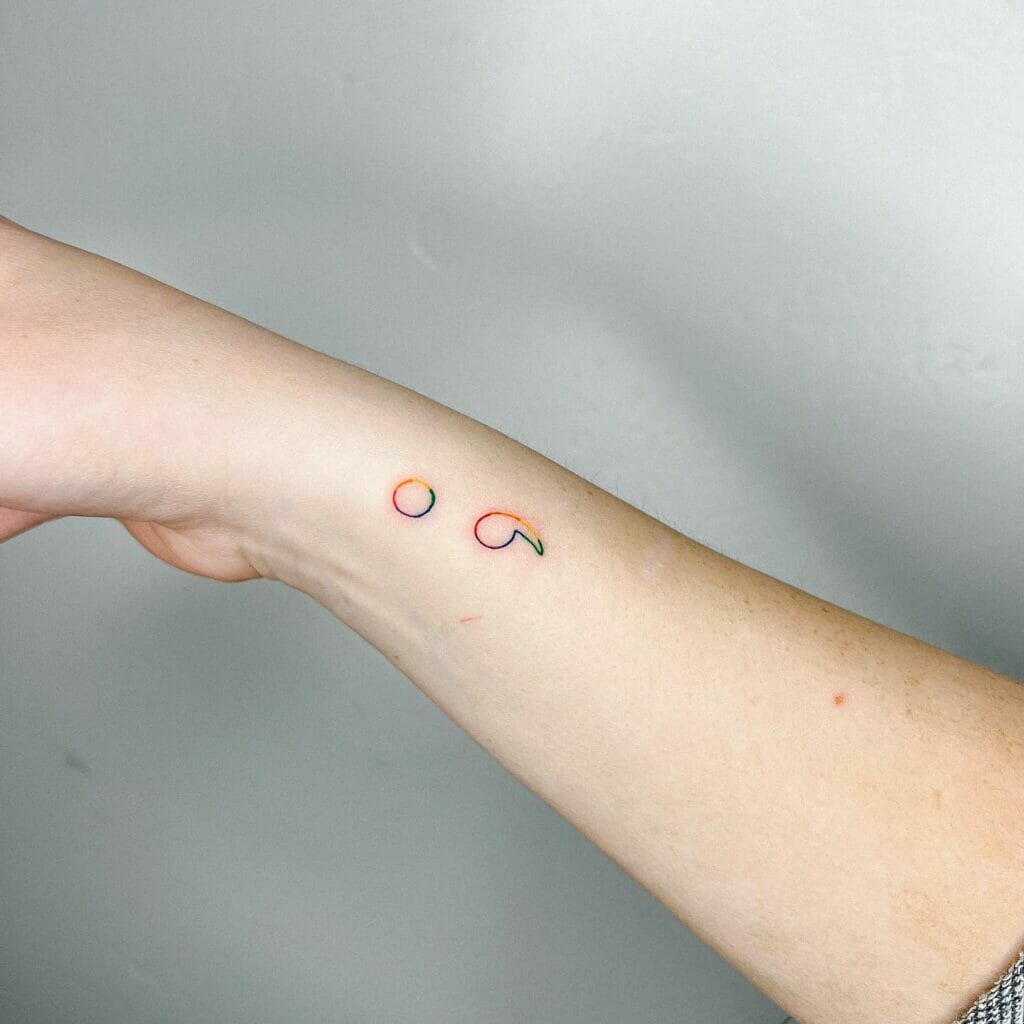 Colorful Semicolon Tattoo For OCD