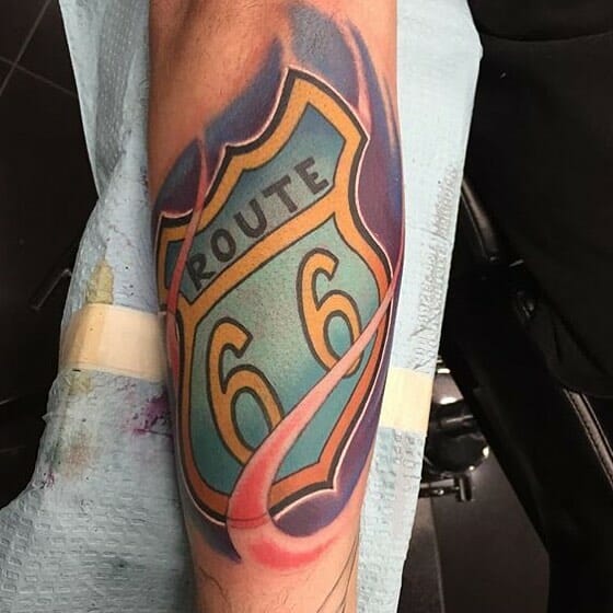 Colorful Street Sign Tattoo