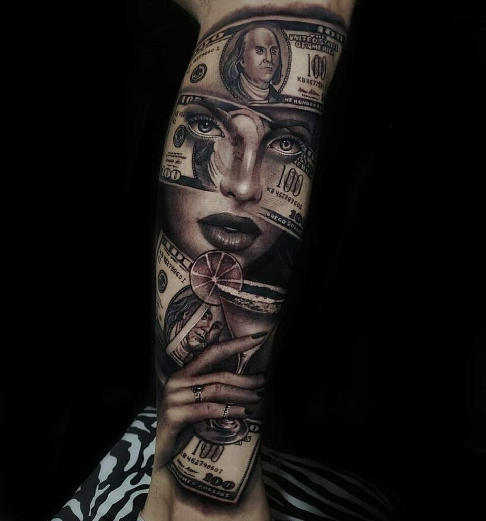 Covered In 100-Dollar Bill Tattoo