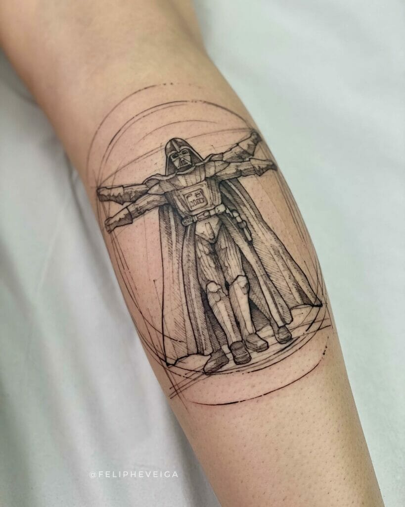 Darth Vader Style Vitruvian Man Tattoo