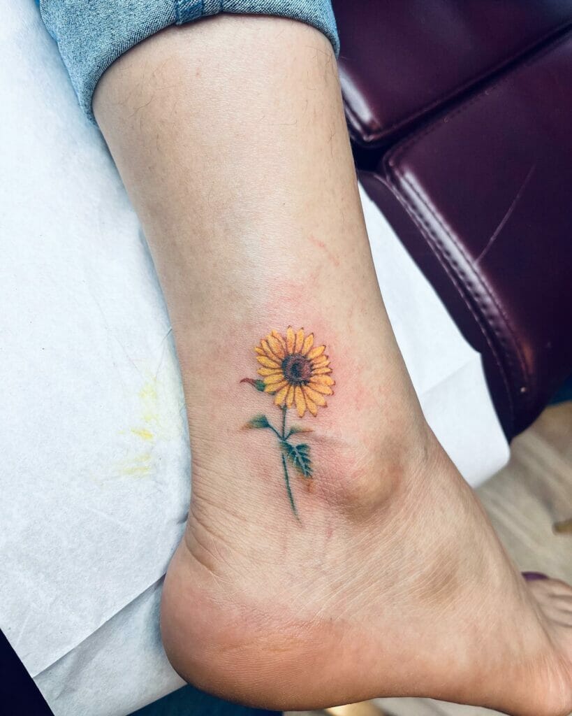 Delicate Design Vibrant Yellow Sunflower Tattoo