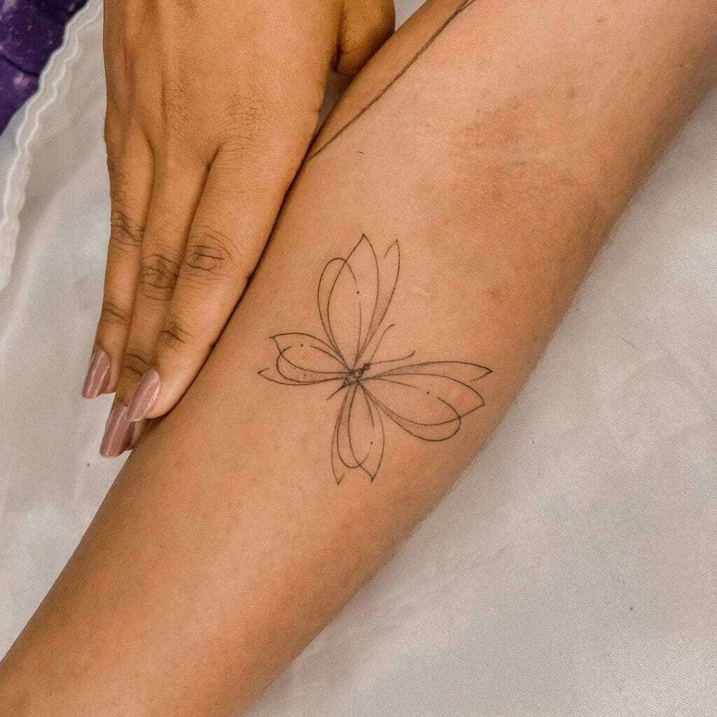 Delicate Line Butterfly Tiny Tattoo