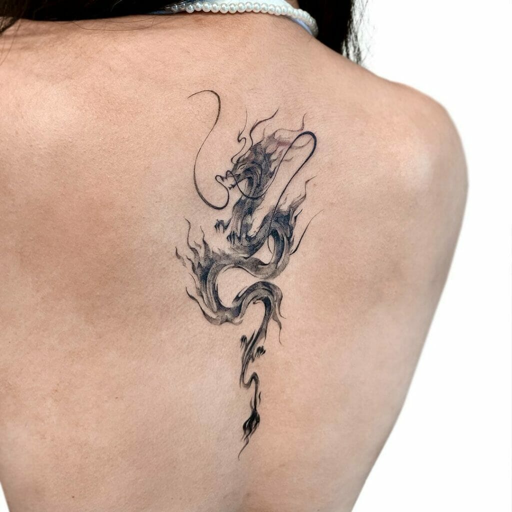 Dragon Chinese Spine Tattoo