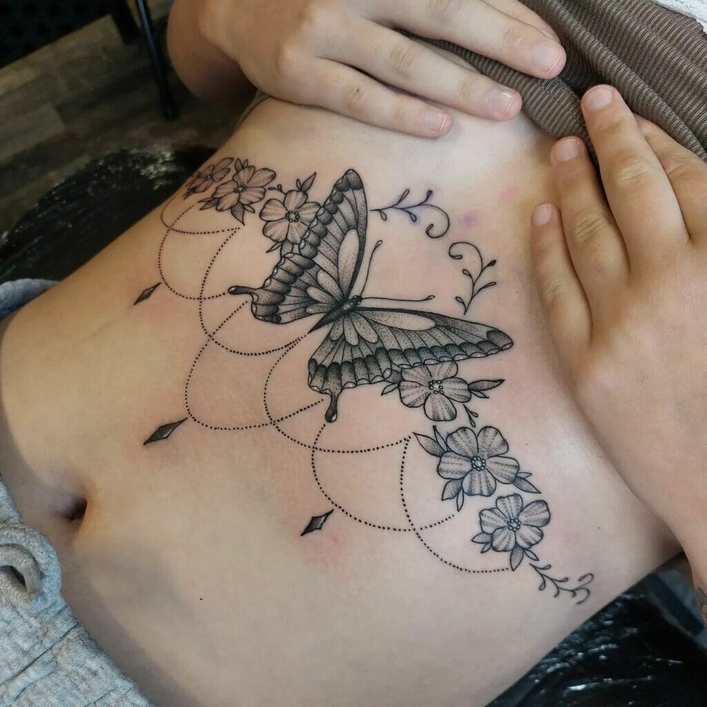 Dreamcatcher And Butterfly Sternum Tattoos ideas