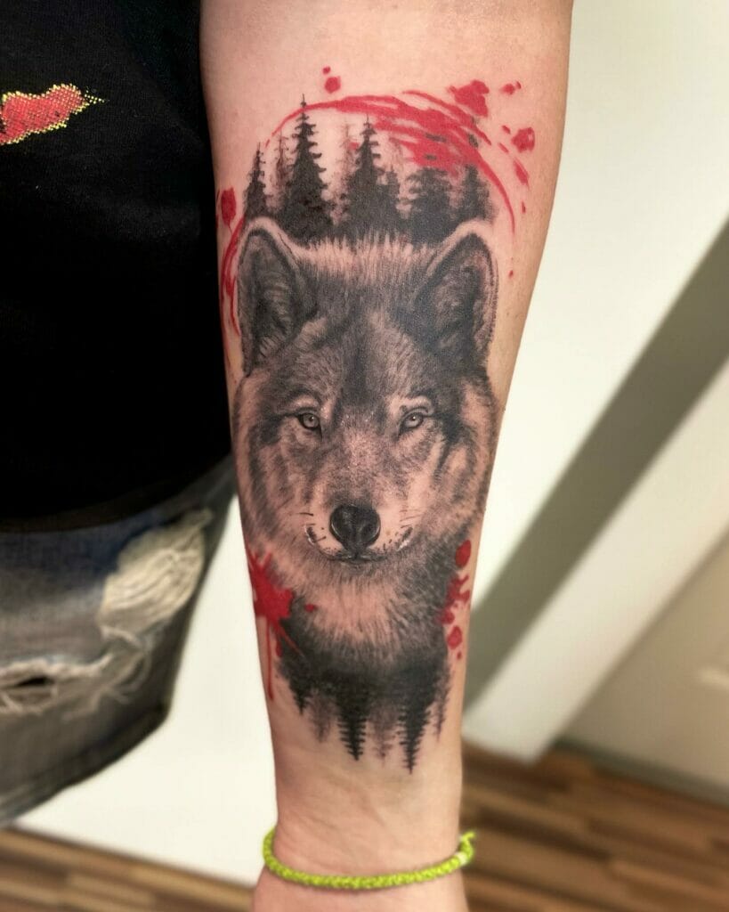 Dynamic Color Realistic Small Wolf Tattoo Design