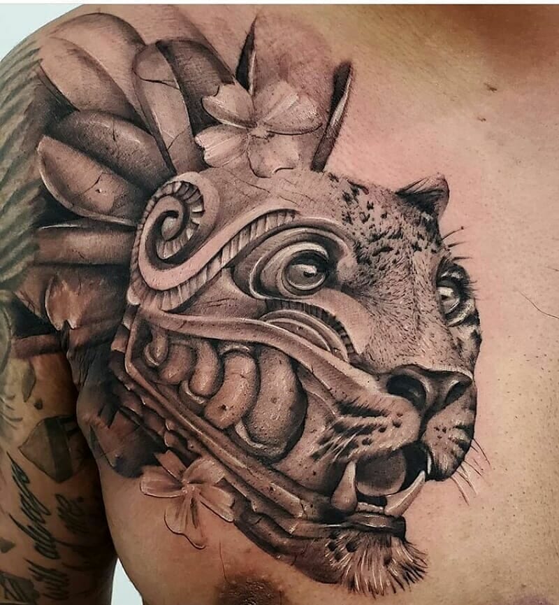 Exclusive Aztec Jaguar Chest Tattoo Design