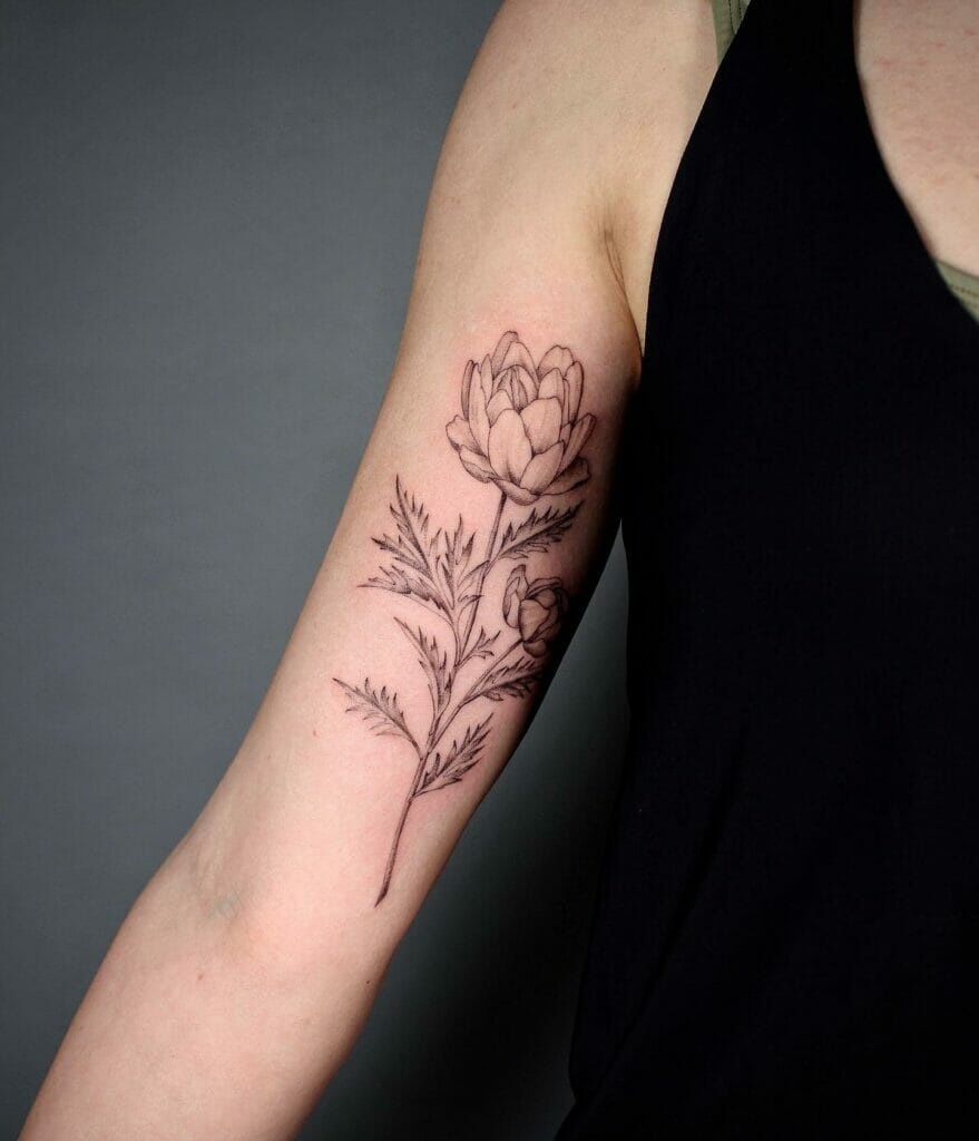 Floral Inner Bicep Tattoo