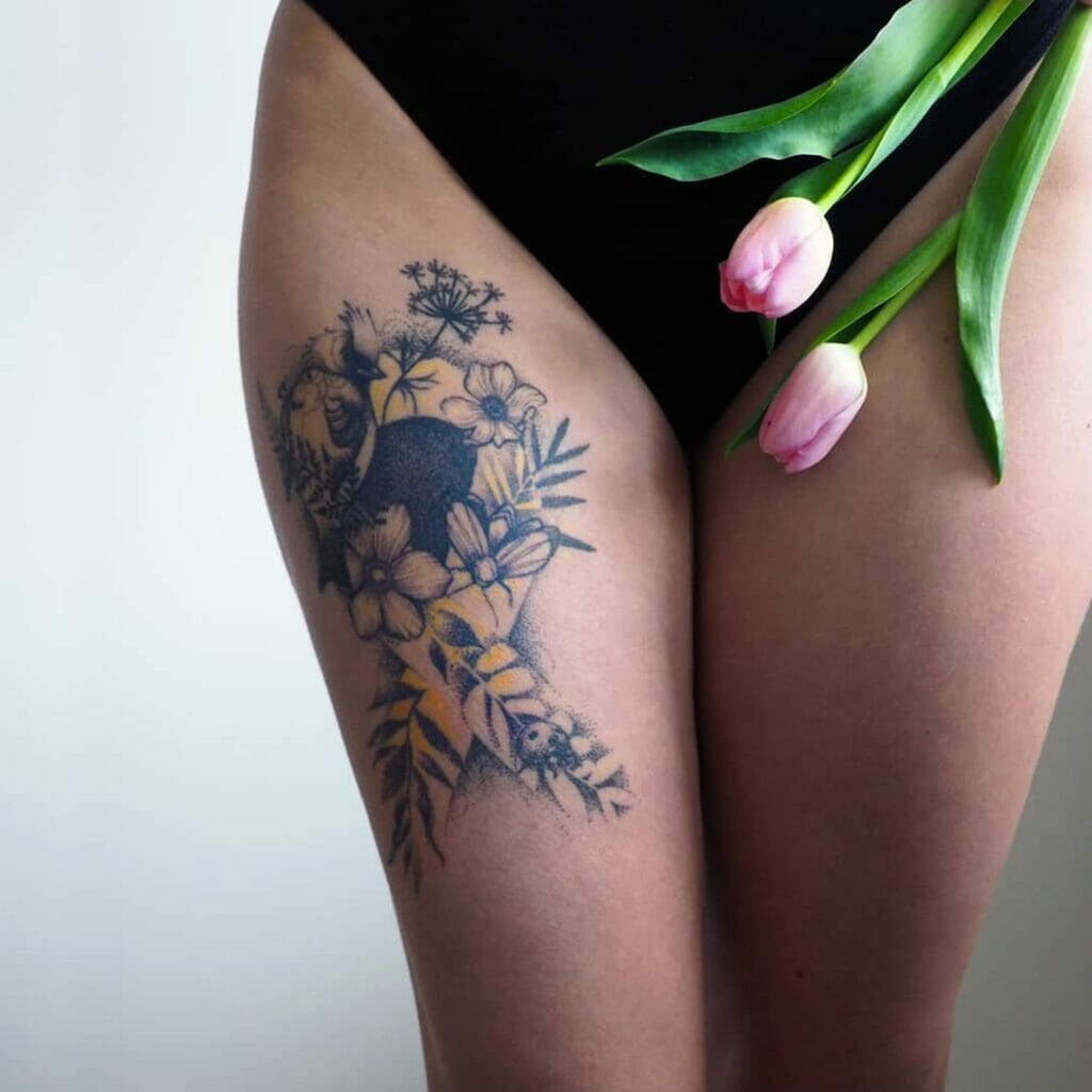 Floral Ribbon Tattoo