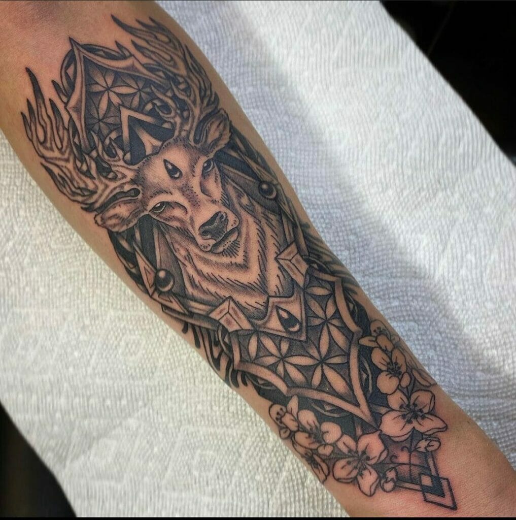 Forearm Geometric Elk Tattoos
