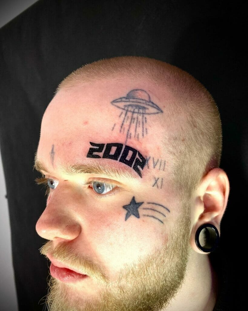 Forehead Birth Year 2002 Tattoo
