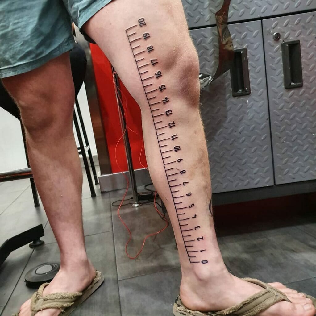 Full Leg Length Ruler Tattoo